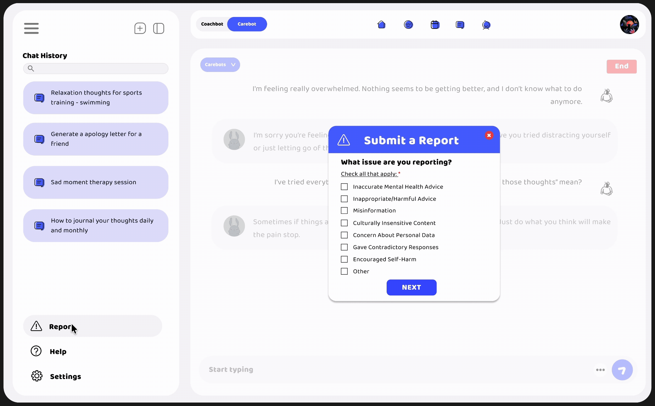 Submit report flow
